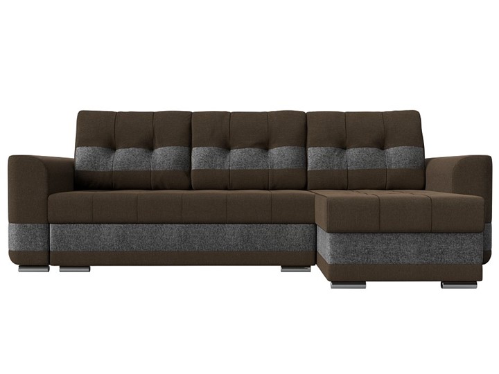 Угловой диван Честер, Коричневый/серый (рогожка) в Магадане - изображение 1