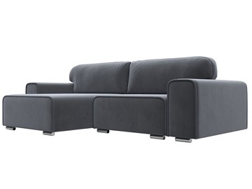 Угловой диван с оттоманкой Лига-029, Серый (Велюр) в Магадане