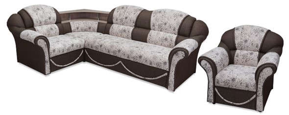 Угловой диван Соня-12 с полкой и креслом в Магадане - изображение
