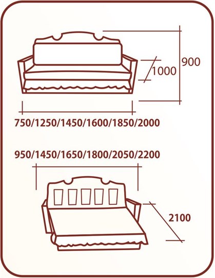 Прямой диван Аккордеон Бук 155, Элакс, Радуга в Магадане - изображение 1