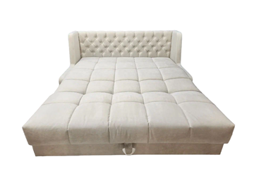 Прямой диван Аккордеон-Кровать 1,55 с каретной утяжкой, клетка (НПБ) в Магадане - предосмотр 1