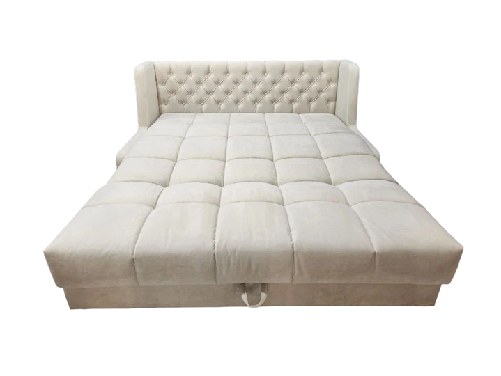 Прямой диван Аккордеон-Кровать 1,55 с каретной утяжкой, клетка (НПБ) в Магадане - изображение 1