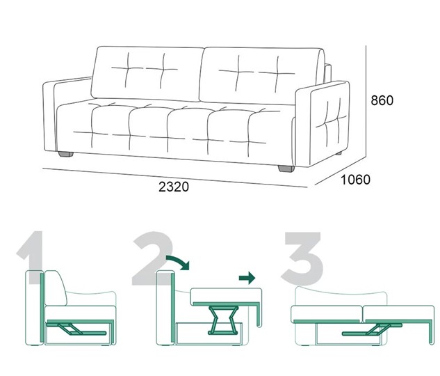 Прямой диван Бруно 2 БД в Магадане - изображение 6