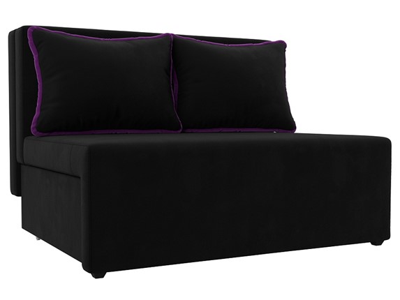 Прямой диван Лагуна, Черный/Фиолетовый (Микровельвет) в Магадане - изображение