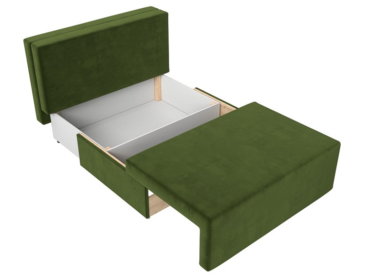 Прямой диван Лагуна, Зеленый/Бежевый (Микровельвет) в Магадане - изображение 1