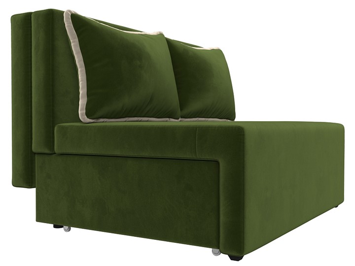 Прямой диван Лагуна, Зеленый/Бежевый (Микровельвет) в Магадане - изображение 5