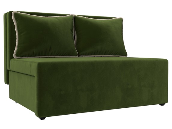Прямой диван Лагуна, Зеленый/Бежевый (Микровельвет) в Магадане - изображение