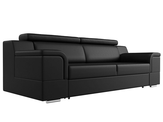 Прямой диван Лига-003 НПБ, Черный (Экокожа) в Магадане - изображение