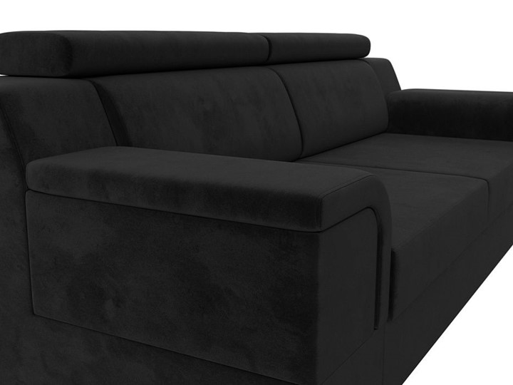 Прямой диван Лига-003 НПБ, Черный (Велюр) в Магадане - изображение 7