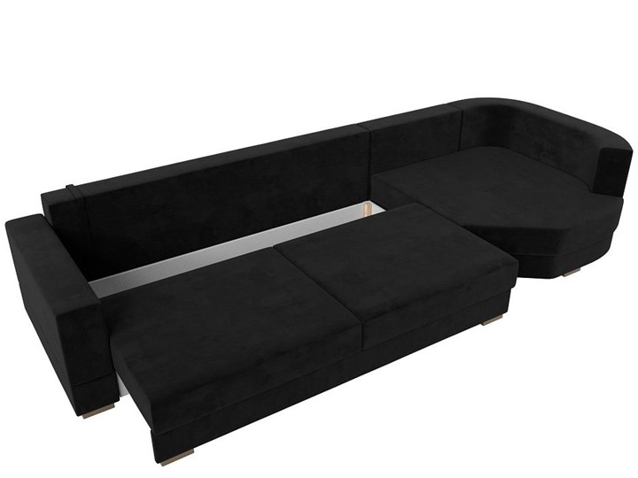 Прямой диван Лига-026 НПБ, Черный (велюр) в Магадане - изображение 1