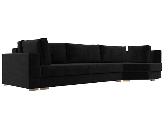 Прямой диван Лига-026 НПБ, Черный (велюр) в Магадане - изображение