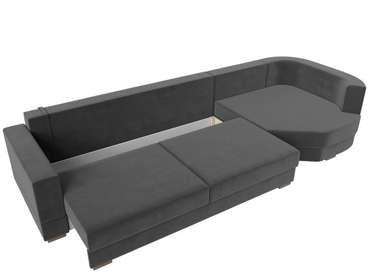 Прямой диван Лига-026 НПБ, Серый (велюр) в Магадане - изображение 1