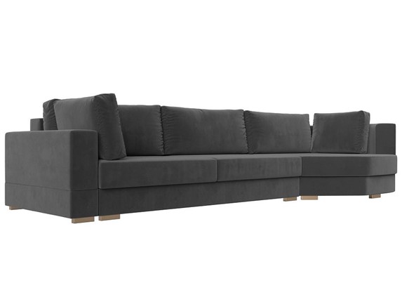 Прямой диван Лига-026 НПБ, Серый (велюр) в Магадане - изображение