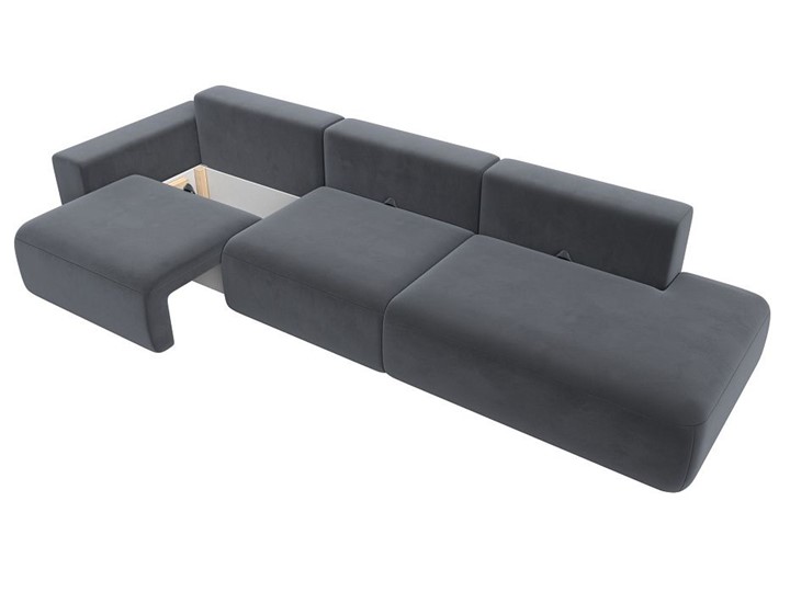 Прямой диван Лига-036 Модерн Лонг, Серый (велюр) в Магадане - изображение 1