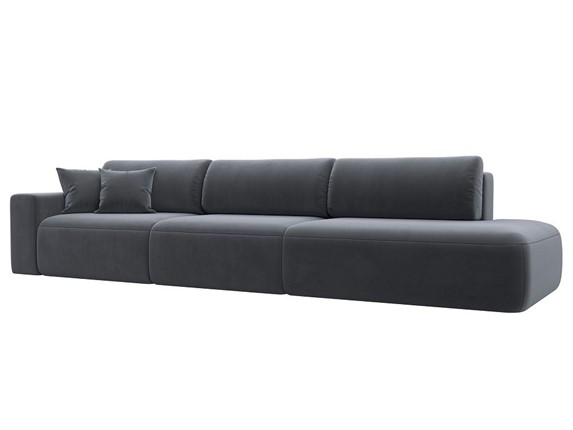 Прямой диван Лига-036 Модерн Лонг, Серый (велюр) в Магадане - изображение