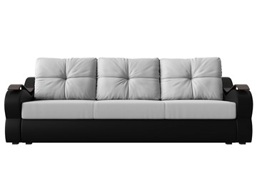 Прямой диван Меркурий еврокнижка, Белый/черный (экокожа) в Магадане - предосмотр 1