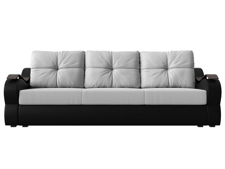 Прямой диван Меркурий еврокнижка, Белый/черный (экокожа) в Магадане - изображение 1
