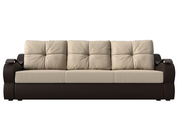 Прямой диван Меркурий еврокнижка, Бежевый/коричневый (экокожа) в Магадане - предосмотр 1