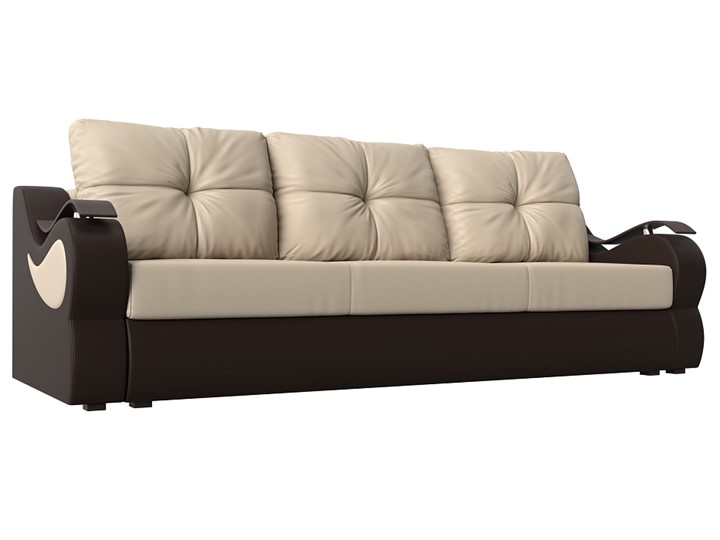 Прямой диван Меркурий еврокнижка, Бежевый/коричневый (экокожа) в Магадане - изображение 4