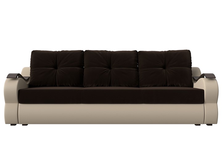Прямой диван Меркурий еврокнижка, Коричневый/бежевый (вельвет/экокожа) в Магадане - изображение 1