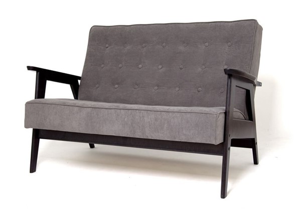 Прямой диван Ретро, двухместный (Темный тон / RS 15 - темно-серый) в Магадане - изображение