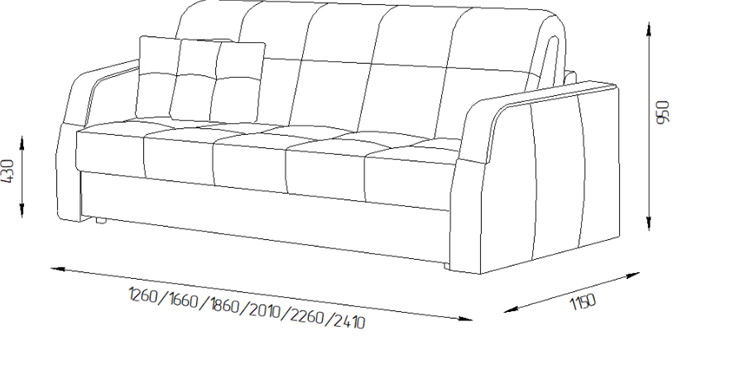 Прямой диван Турин 2 165 (НПБ) в Магадане - изображение 1