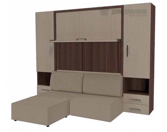 Диван Кровать-трансформер Smart (ШЛ+КД 1600+ШП+Пуф), 2 шкафа, без подлокотников в Магадане - изображение