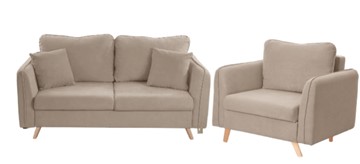 Комплект мебели Бертон бежевый диван+ кресло в Магадане