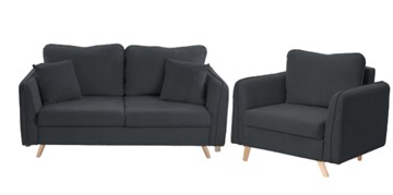 Комплект мебели Бертон графит диван+ кресло в Магадане - предосмотр