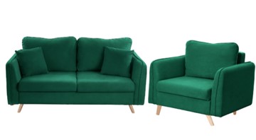 Комплект мебели Бертон изумрудный диван+ кресло в Магадане - предосмотр