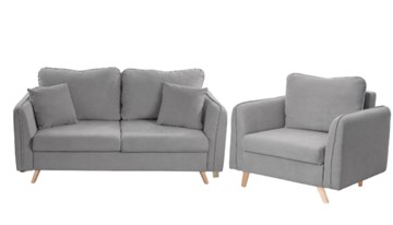 Комплект мебели Бертон серый диван+ кресло в Магадане - предосмотр