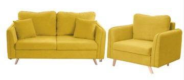 Комплект мебели Бертон желтый диван+ кресло в Магадане
