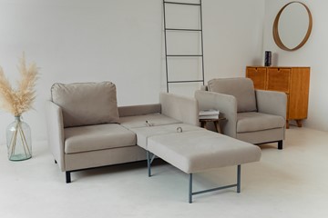 Комплект мебели диван + кресло-кровать Бэст бежевый в Магадане - предосмотр 4