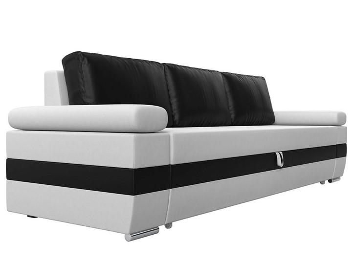 Прямой диван Канкун, Белый/Черный (экокожа) НПБ в Магадане - изображение 3