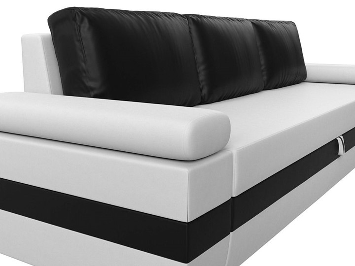 Прямой диван Канкун, Белый/Черный (экокожа) НПБ в Магадане - изображение 4