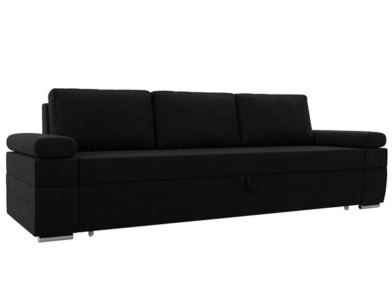 Прямой диван Канкун, Черный (микровельвет) НПБ в Магадане - изображение