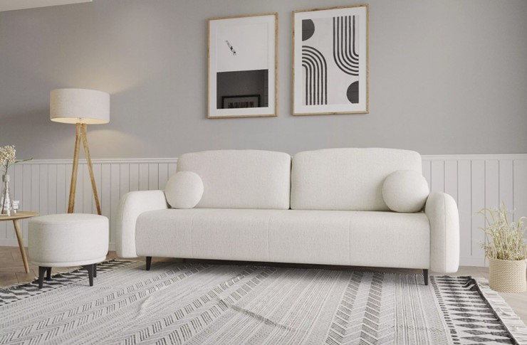 Прямой диван Монблан 3т, Рогожка Муза 01 в Магадане - изображение 5