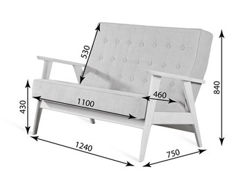 Прямой диван Ретро, двухместный (Темный тон / RS 15 - темно-серый) в Магадане - предосмотр 2