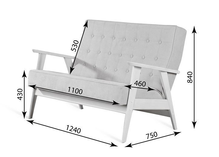 Прямой диван Ретро, двухместный (Темный тон / RS 15 - темно-серый) в Магадане - изображение 2