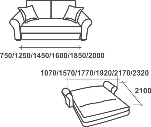 Прямой диван Аккордеон-1, 195 (прямые подлокотники), пруж. Змейка в Магадане - изображение 2