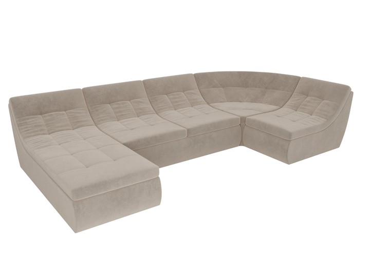 Большой модульный диван Холидей, Бежевый (велюр) в Магадане - изображение 5