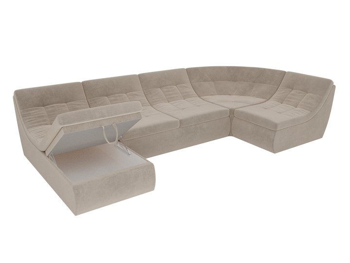 Большой модульный диван Холидей, Бежевый (велюр) в Магадане - изображение 6