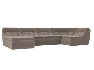 Большой модульный диван Холидей, Коричневый (велюр) в Магадане - предосмотр