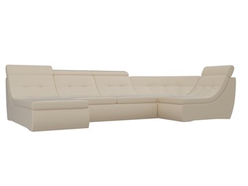 Модульный П-образный диван Холидей люкс, Бежевый (экокожа) в Магадане - предосмотр