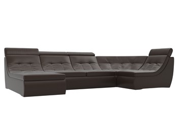 Модульный П-образный диван Холидей люкс, Коричневый (экокожа) в Магадане - предосмотр