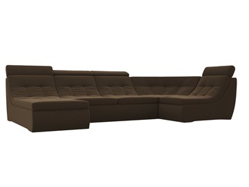Модульный П-образный диван Холидей люкс, Коричневый (микровельвет) в Магадане - предосмотр