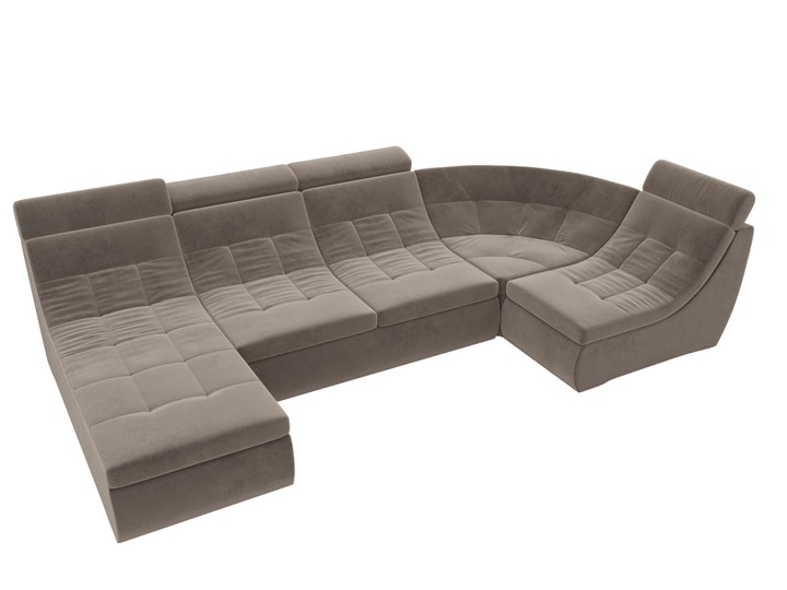Модульный П-образный диван Холидей люкс, Коричневый (велюр) в Магадане - изображение 5