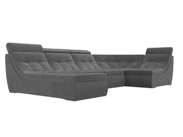 Модульный П-образный диван Холидей люкс, Серый (велюр) в Магадане - предосмотр 4