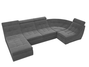 Модульный П-образный диван Холидей люкс, Серый (велюр) в Магадане - предосмотр 5