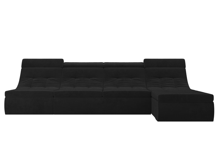 Большой модульный диван Холидей люкс, Черный (велюр) в Магадане - изображение 3